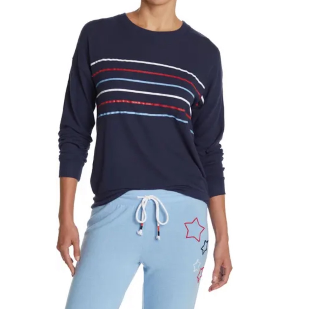 PJ Salvage Navy Striped Long Sleeve Pajama Top